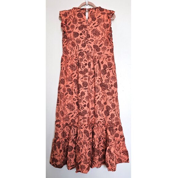 Universal Thread Floral Ruffled Flutter Sleeve Sleeveless A-Line Maxi Dress, M - Picture 3 of 12